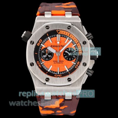 Swiss Clone Audemars Piguet Royal Oak Offshore Chronograph Orange Camo Rubber Strap Watch 
